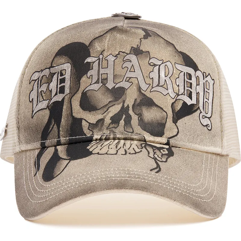 siltovka-zaoblena-bezova-snapback-gothic-skull-graphic-ed-hardy