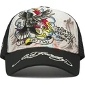 siltovka-zaoblena-biely-snapback-tattoo-eagle-graphic-ed-hardy