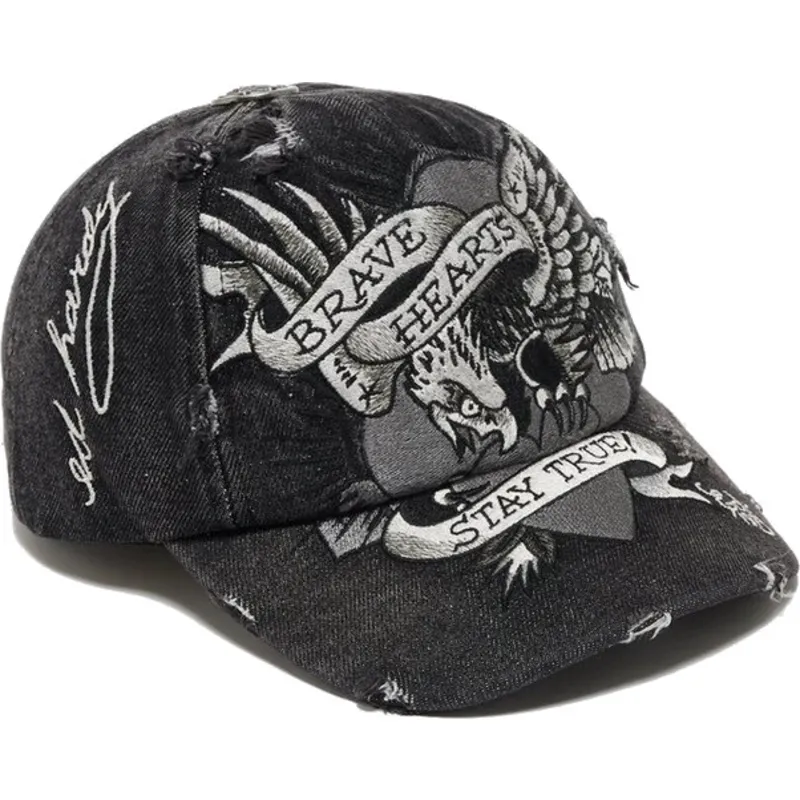 schwarze-verstellbare-curved-cap-brave-hearts-von-ed-hardy