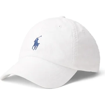 Šiltovky zaoblená biely nastaviteľný pásik Linen Polo Ralph Lauren