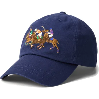 Šiltovky zaoblená tmavomodrá nastaviteľný pásik Twill Triple Pony Polo Ralph Lauren