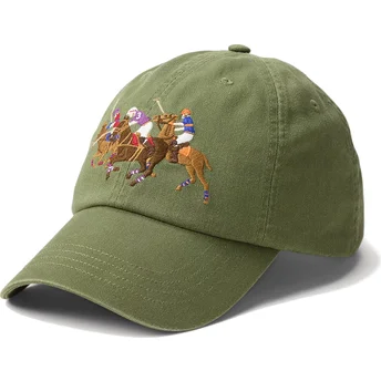 Šiltovky zaoblená zelená nastaviteľný pásik Twill Triple Pony Polo Ralph Lauren