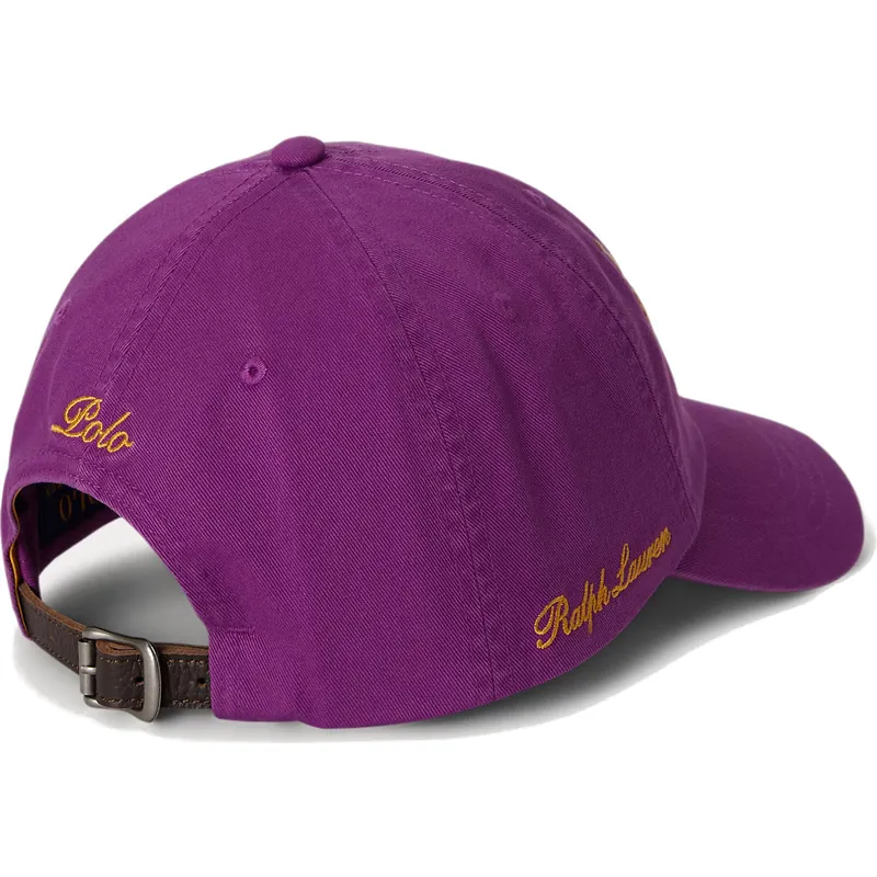 polo-ralph-lauren-curved-brim-twill-triple-pony-purple-adjustable-cap