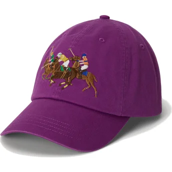 Šiltovka zaoblená fialová nastaviteľný Twill Triple Pony Polo Ralph Lauren