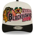 beige-und-schwarze-gebogene-snapback-kappe-9fifty-a-frame-classic-der-chicago-blackhawks-nhl-von-new-era