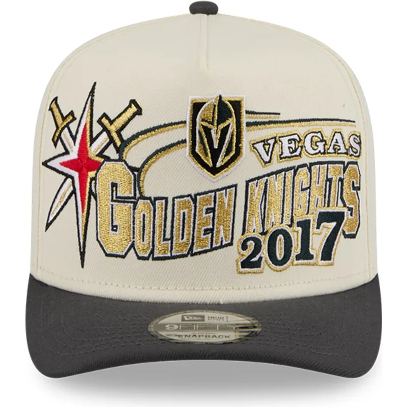 beige-und-schwarze-gebogene-snapback-kappe-9fifty-a-frame-classic-der-vegas-golden-knights-nhl-von-new-era