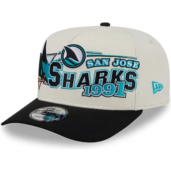 Μπεζ και μαύρο καπέλο με καμπύλη snapback 9FIFTY A Frame Classic των San Jose Sharks NHL από New Era