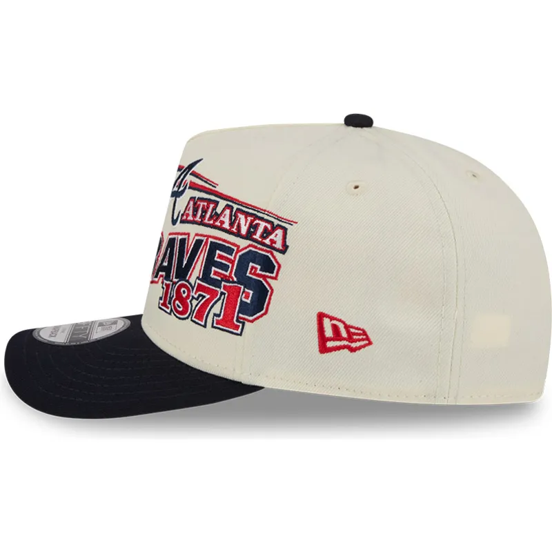 beige-und-schwarze-gebogene-snapback-kappe-9fifty-a-frame-classic-der-atlanta-braves-mlb-von-new-era