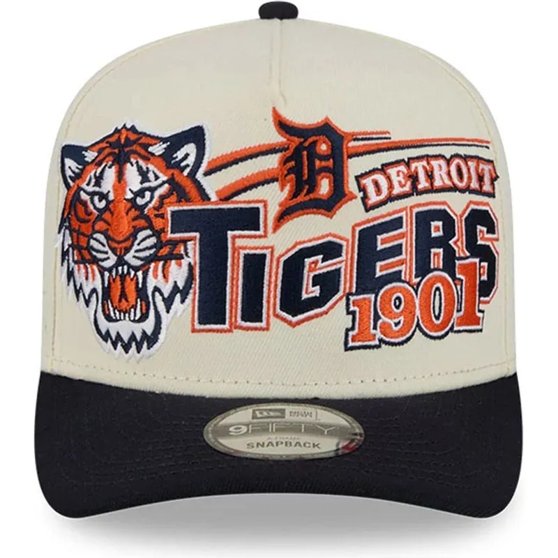 gorra-curva-beige-y-azul-marino-snapback-9fifty-a-frame-classic-de-detroit-tigers-mlb-de-new-era