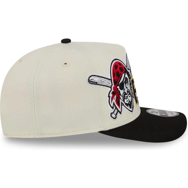 new-era-curved-brim-9fifty-a-frame-classic-pittsburgh-pirates-mlb-beige-and-black-snapback-cap