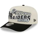 beige-und-schwarze-gebogene-snapback-kappe-9fifty-a-frame-classic-der-las-vegas-raiders-nfl-von-new-era