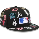 schwarze-enganliegende-59fifty-all-over-flat-cap-von-mlb-von-new-era