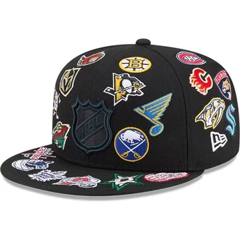 New Era Flat Brim 59FIFTY All Over NHL Black Fitted Cap