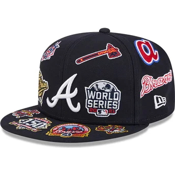 Gorra plana negra ajustada 59FIFTY All Over de Atlanta Braves MLB de New Era