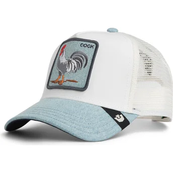 Trucker-Cap weiß und blau Hahn Cock Denim Rooster The Farm von Goorin Bros.