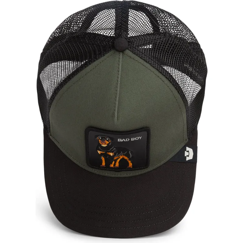 trucker-cap-grun-und-schwarz-rottweiler-bad-boy-the-farm-von-goorin-bros