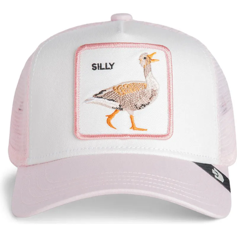 trucker-cap-weiss-und-rosa-fur-jungen-gans-whisper-silly-the-farm-von-goorin-bros