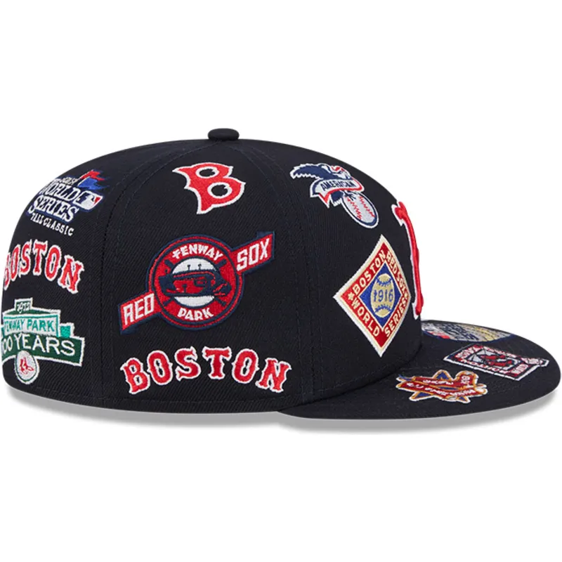 marineblaue-anliegende-59fifty-all-over-flat-cap-der-boston-red-sox-mlb-von-new-era