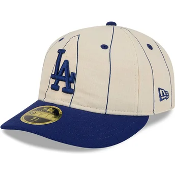 Cap zaoblená beige ajustada 59FIFTY Retro Crown Linen Los Angeles Dodgers MLB New Era