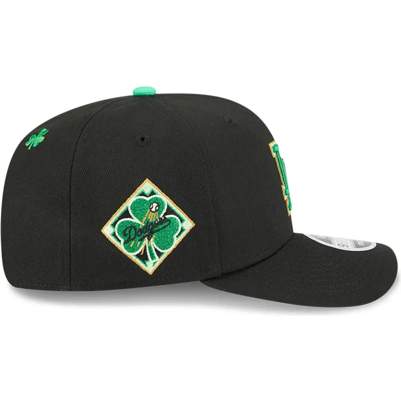 schwarze-gebogene-snapback-kappe-9seventy-stretch-snap-saint-patrick-s-day-der-los-angeles-dodgers-mlb-von-new-era
