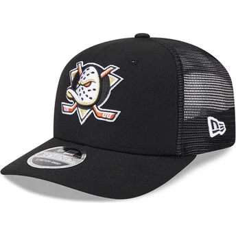 Schwarze Trucker-Kappe 9SEVENTY Stretch Snap Evergreen der Anaheim Ducks NHL von New Era