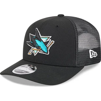 New Era 9SEVENTY Stretch Snap Evergreen San Jose Sharks NHL Black Trucker Hat