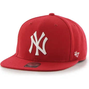 Rote Flatcap Snapback Captain No Shot von New York Yankees MLB von 47 Brand