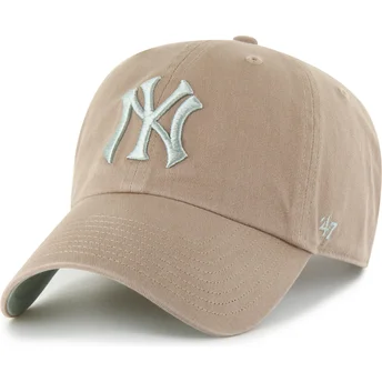 Braune verstellbare Curved Cap Clean Up Ballpark der New York Yankees MLB von 47 Brand
