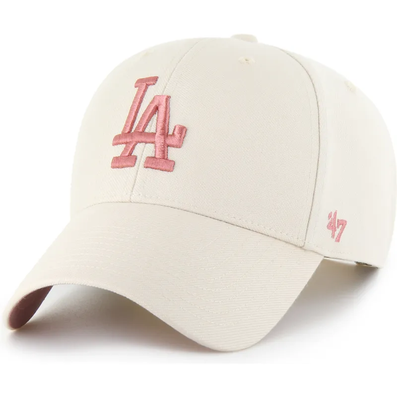 gorra-curva-beige-snapback-con-logo-rosa-mvp-ballpark-de-los-angeles-dodgers-mlb-de-47-brand