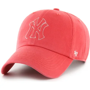 47 Brand Curved Brim Clean Up Trailer New York Yankees MLB Red Adjustable Cap