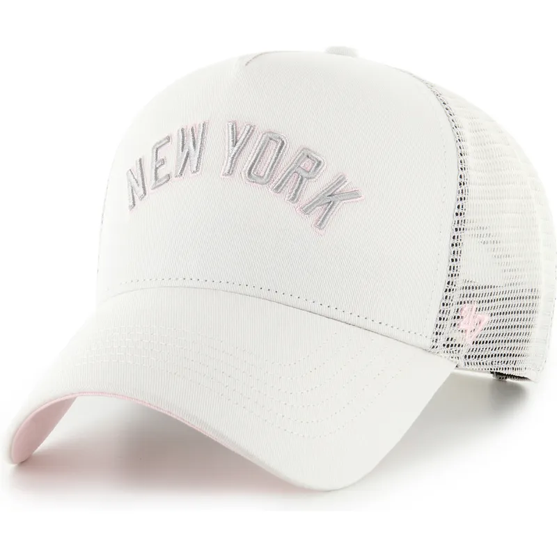 trucker-cap-beige-und-rosa-offside-dt-soft-glow-script-der-new-york-yankees-mlb-von-47-brand