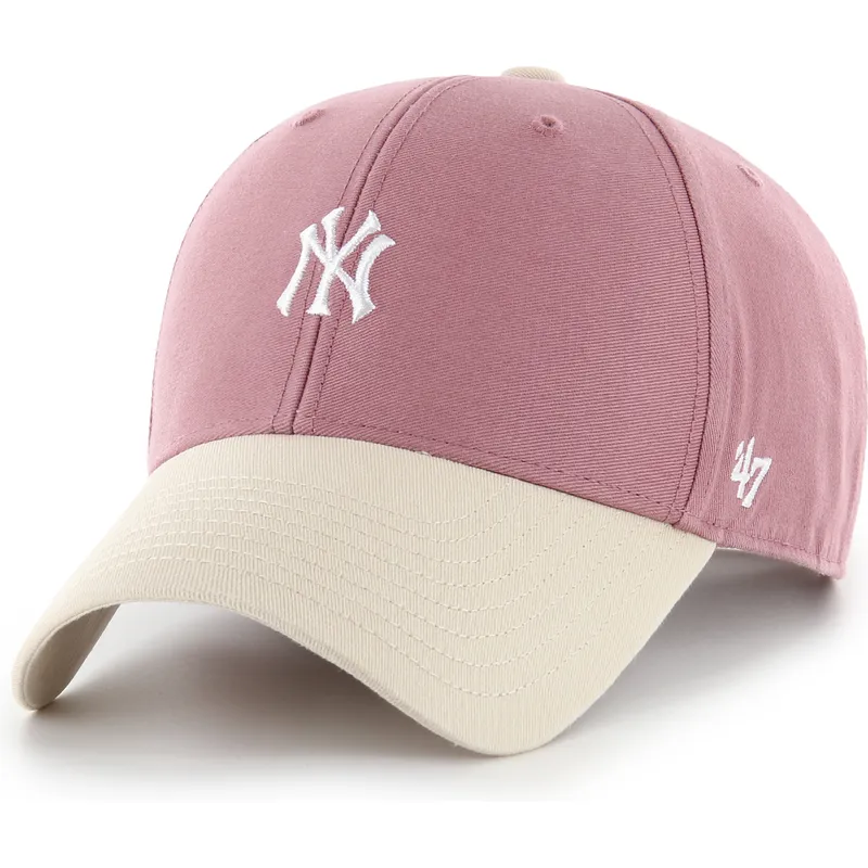 cap-zaoblena-pink-adjustable-strap-mvp-base-runner-two-tone-legend-new-york-yankees-mlb-47-brand