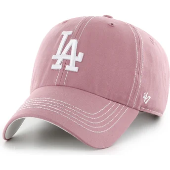 Rosa verstellbare Curved Cap Clean Up Contrast Stitch der Los Angeles Dodgers MLB von 47 Brand