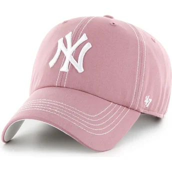 Šiltovka zaoblená ružová nastaviteľný Clean Up Contrast Stitch New York Yankees MLB 47 Brand