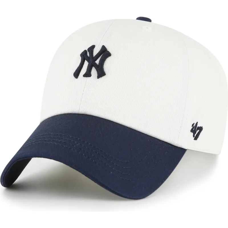 gorra-curva-beige-y-azul-marino-ajustable-clean-up-contemporary-two-tone-de-new-york-yankees-mlb-de-47-brand
