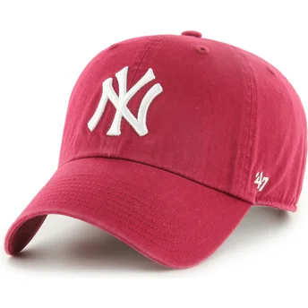 Šiltovky zaoblená červená nastaviteľný pásik Clean Up New York Yankees MLB 47 Brand