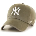 grune-verstellbare-curved-cap-clean-up-sandalwood-der-new-york-yankees-mlb-von-47-brand