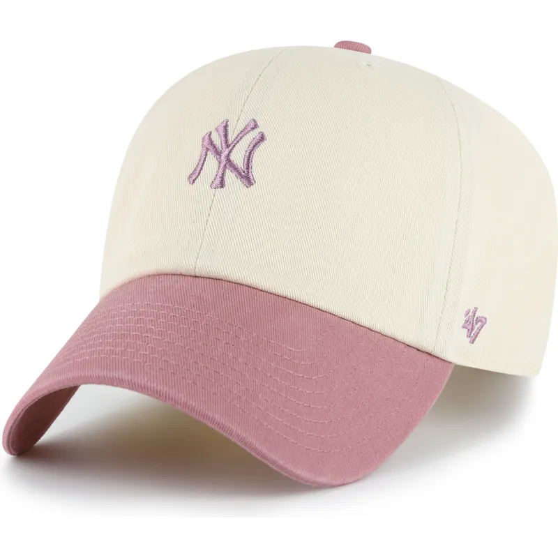 cap-zaoblena-beige-adjustable-strap-rosa-clean-up-base-runner-two-tone-new-york-yankees-mlb-47-brand cap-zaoblena-beige-adjustable-strap-rosa-clean-up-base-runner-two-tone-new-york-yankees-mlb-47-brand