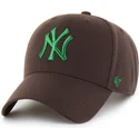 47-brand-curved-brim-green-logo-mvp-new-york-yankees-mlb-brown-snapback-cap
