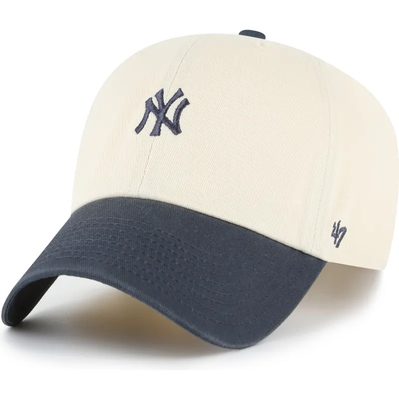 cap-zaoblena-beige-adjustable-strap-clean-up-base-runner-two-tone-new-york-yankees-mlb-47-brand