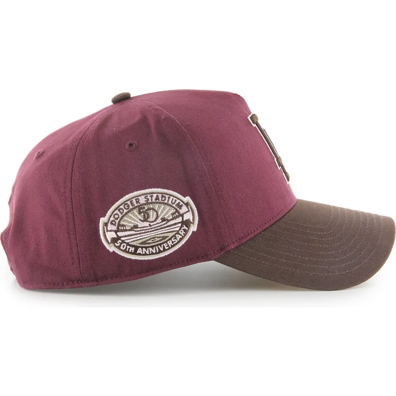 cap-zaoblena-red-snapback-granate-mvp-dt-sure-shot-two-tone-cotton-los-angeles-dodgers-mlb-47-brand