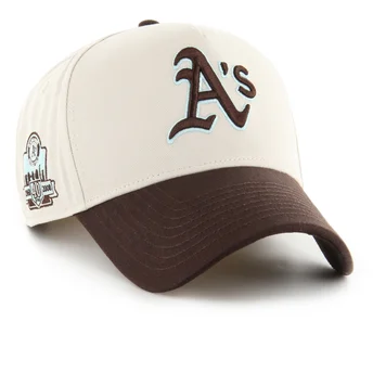 Beige und braune gebogene Snapback-Kappe MVP DT Sure Shot Two Tone Cotton der Oakland Athletics MLB von 47 Brand