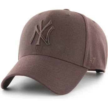 Gorra curva marrón snapback con logo marrón MVP de New York Yankees MLB de 47 Brand