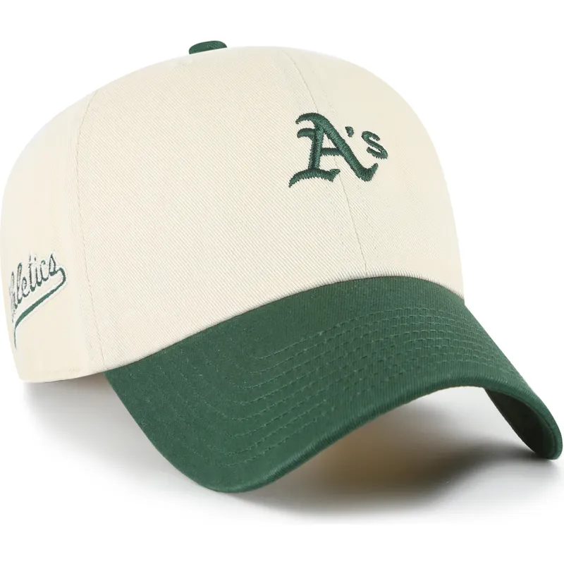 gorra-curva-beige-y-verde-ajustable-clean-up-base-runner-sure-shot-two-tone-de-mlb-de-47-brand
