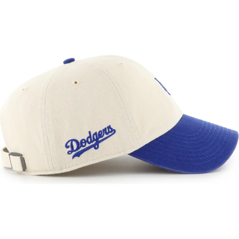cap-zaoblena-beige-adjustable-strap-clean-up-base-runner-sure-shot-two-tone-los-angeles-dodgers-mlb-47-brand