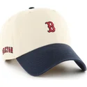 beige-und-marineblaue-verstellbare-gebogene-kappe-clean-up-base-runner-sure-shot-two-tone-der-boston-red-sox-mlb-von-47-brand