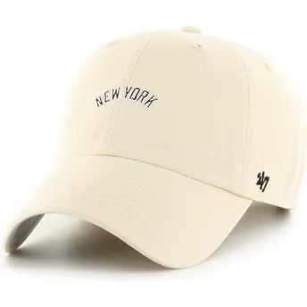 Cap zaoblená beige adjustable strap Clean Up Base Runner Script New York Yankees MLB 47 Brand