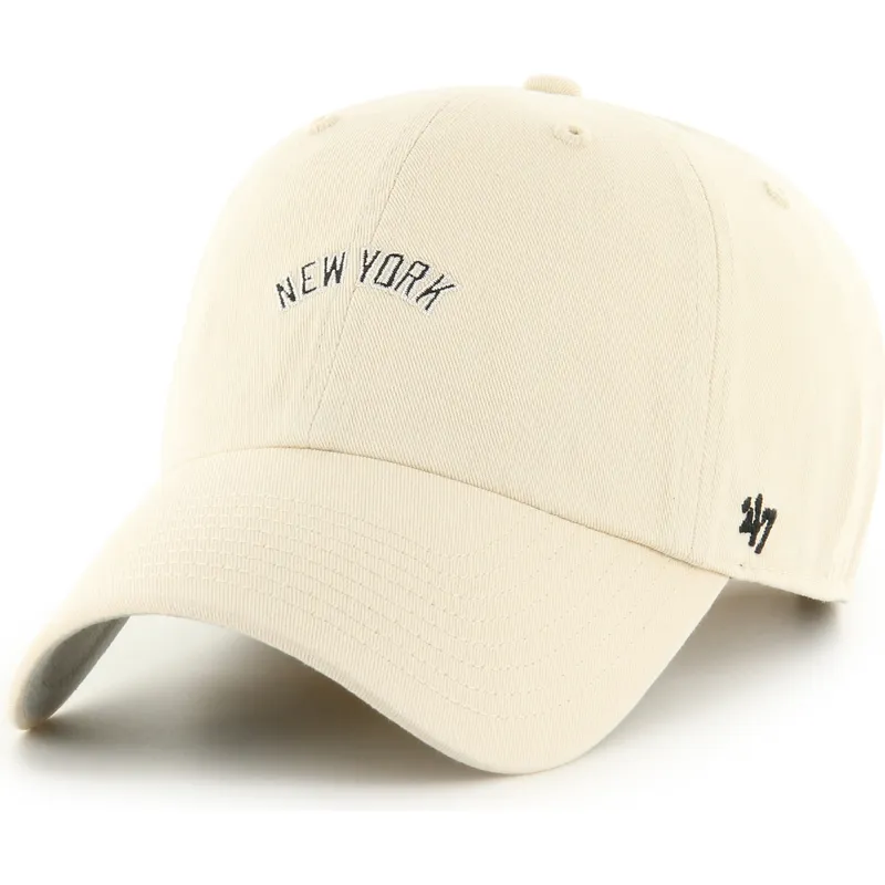 beige-gebogene-verstellbare-kappe-clean-up-base-runner-script-der-new-york-yankees-mlb-von-47-brand