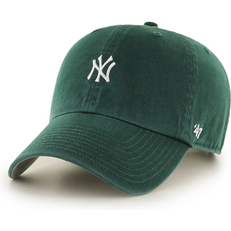 grune-verstellbare-curved-cap-clean-up-base-runner-mini-logo-der-new-york-yankees-mlb-von-47-brand