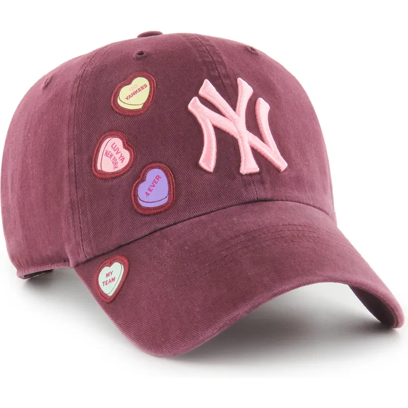 47-brand-curved-brim-clean-up-candy-heart-new-york-yankees-mlb-maroon-adjustable-cap